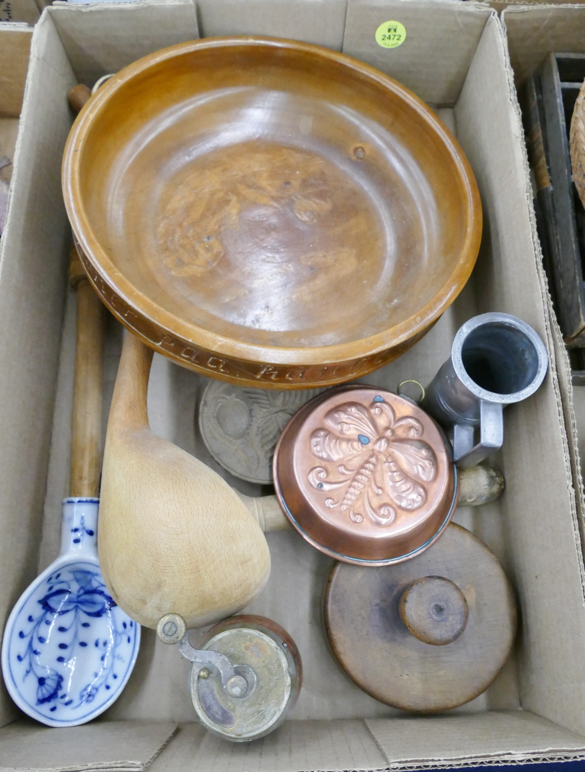 Appraisal: Box Old Wood Kitchen Items