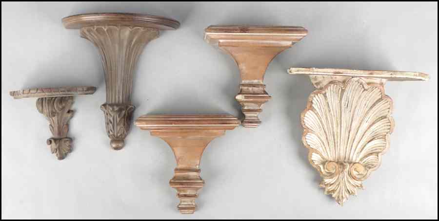 Appraisal: PAIR OF ITALIAN WHITE WASHED PINE WALL BRACKETS Together with