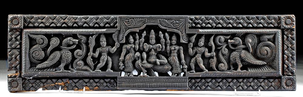 Appraisal: th C Indian Wood Relief Panel of Vishnu South Asia