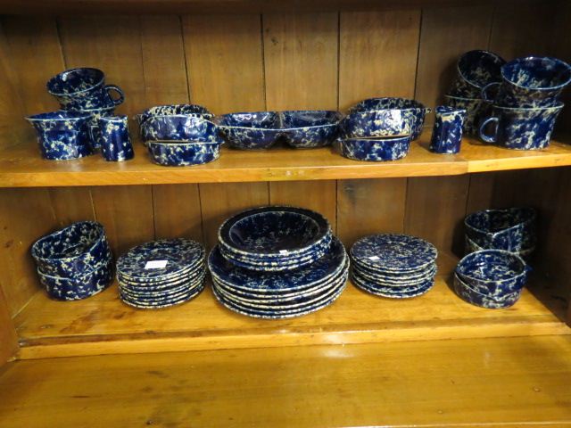 Appraisal: pcs Bennington Pottery Dinnerware blue spongeware design excellent