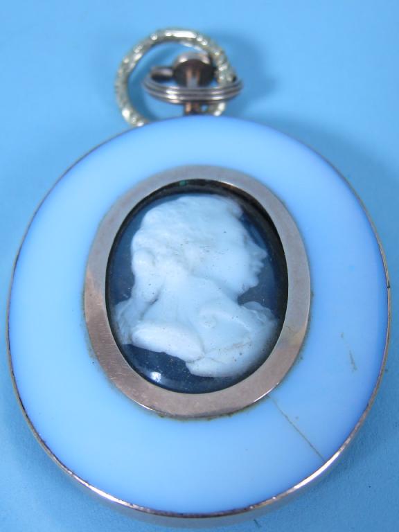 Appraisal: A late th Century Mourning Pendant enclosing glazed cameo depicting