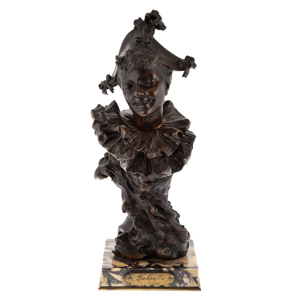 Appraisal: French School th Century Folie Bronze Bust Bronze bust of