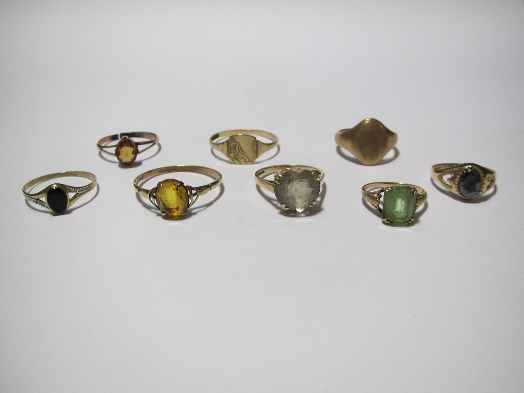 Appraisal: Eight assorted gold dress and signet rings some gem set