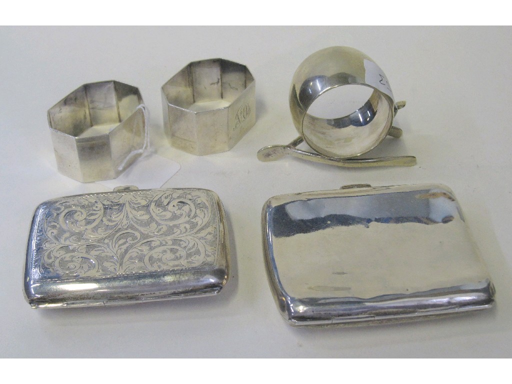 Appraisal: Lot comprising two silver cigarette cases a pair of silver