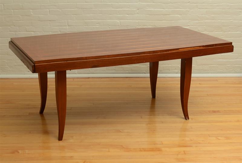 Appraisal: FRENCH ART DECO INLAID ROSEWOOD DINING TABLE The striated top