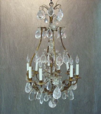 Appraisal: Gilt metal and crystal skeleton chandelier This chandelier is super