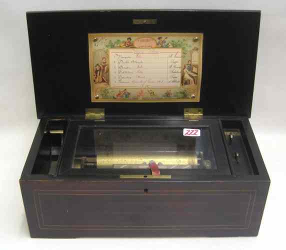 Appraisal: SWISS MUSIC BOX with '' revolving brass cylinder playing six