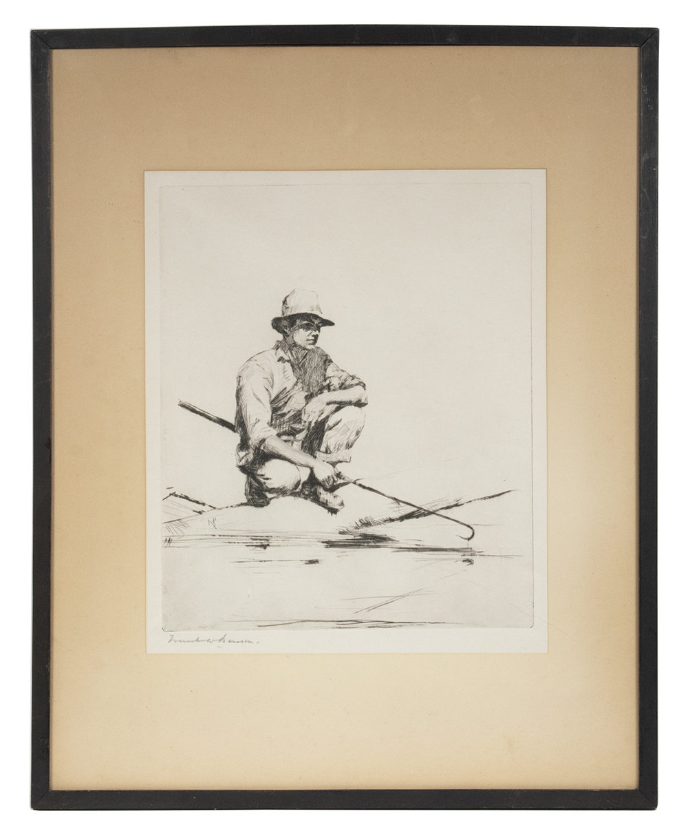 Appraisal: FRANK WESTON BENSON MA - Salmon Fishing etching on cream