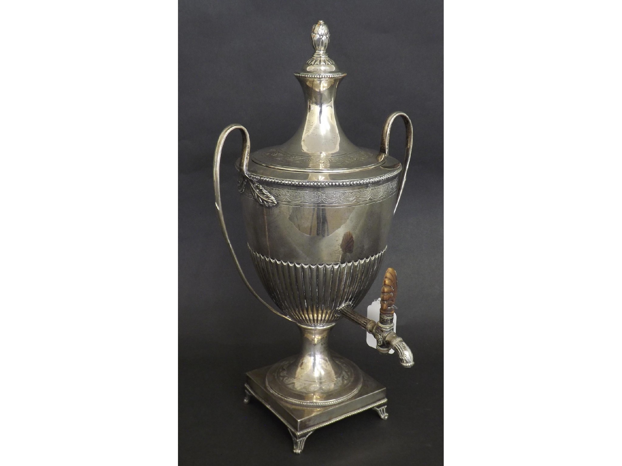 Appraisal: Good Victorian silver samovar with acorn finial and twin handles