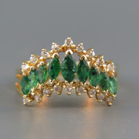 Appraisal: Emerald Diamond Ring marquise cut emeralds totaling carat and round