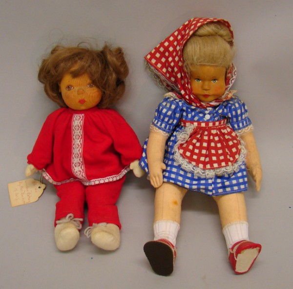 Appraisal: Pair of wooden dolls Betsey doll by Mrs Beckett of