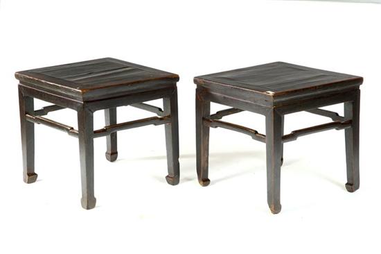 Appraisal: PAIR OF SIDE TABLES Chinese th century elm Square tops