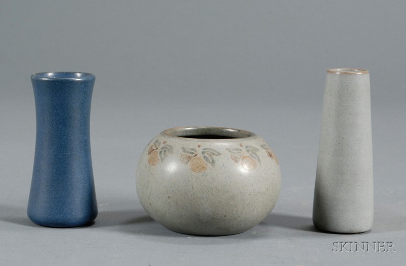 Appraisal: Three Marblehead Pottery Vases Glazed pottery Marblehead Massachusetts early th