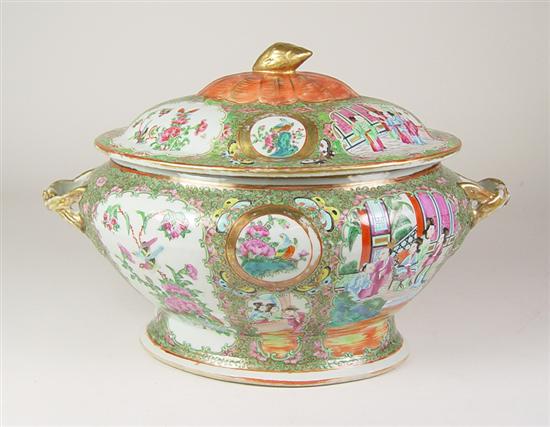 Appraisal: Rose Medallion Tureen Circa - Nice full proportion with entwined