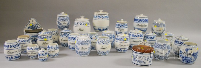 Appraisal: Twenty-eight Assembled German Blue and White Meissen-type Decorated Porcelain and