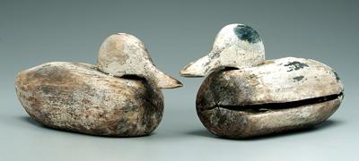 Appraisal: Pair log type decoys carved heads nailed to bodies x