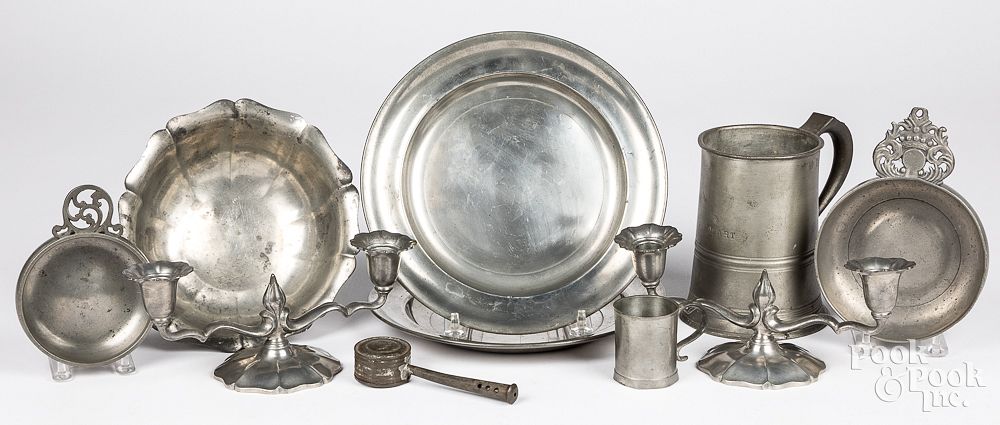 Appraisal: Group of pewter th and th c Group of pewter