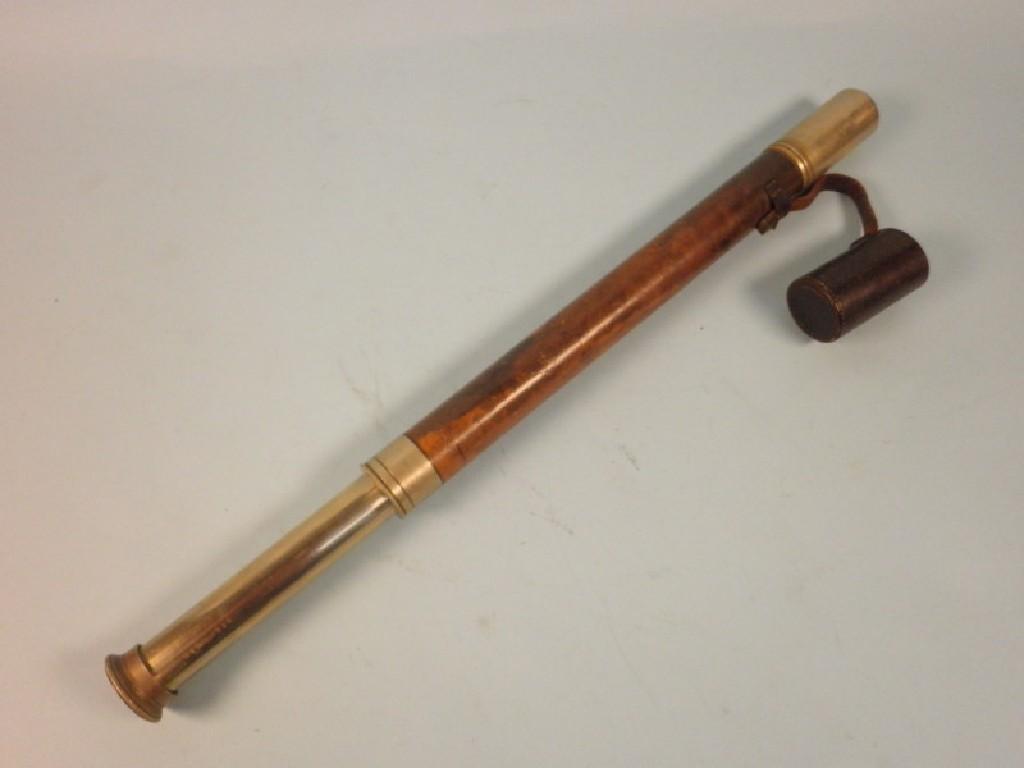 Appraisal: A two draw plated and leather telescope by W Ottway