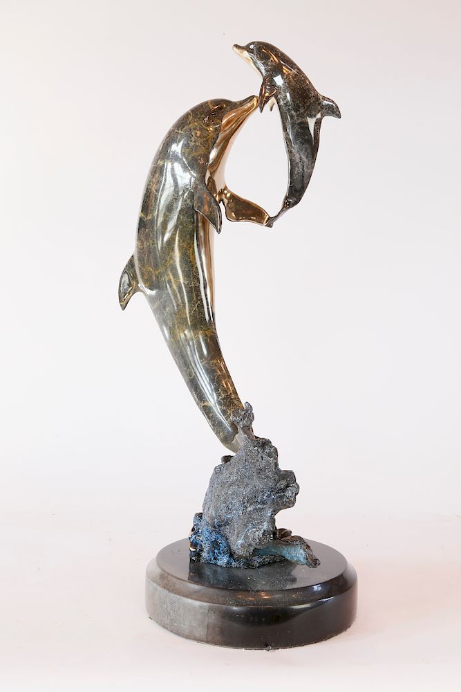 Appraisal: Donjo Limited Edition Patinated Bronze Dolphin Sculpture Group Exclusive on