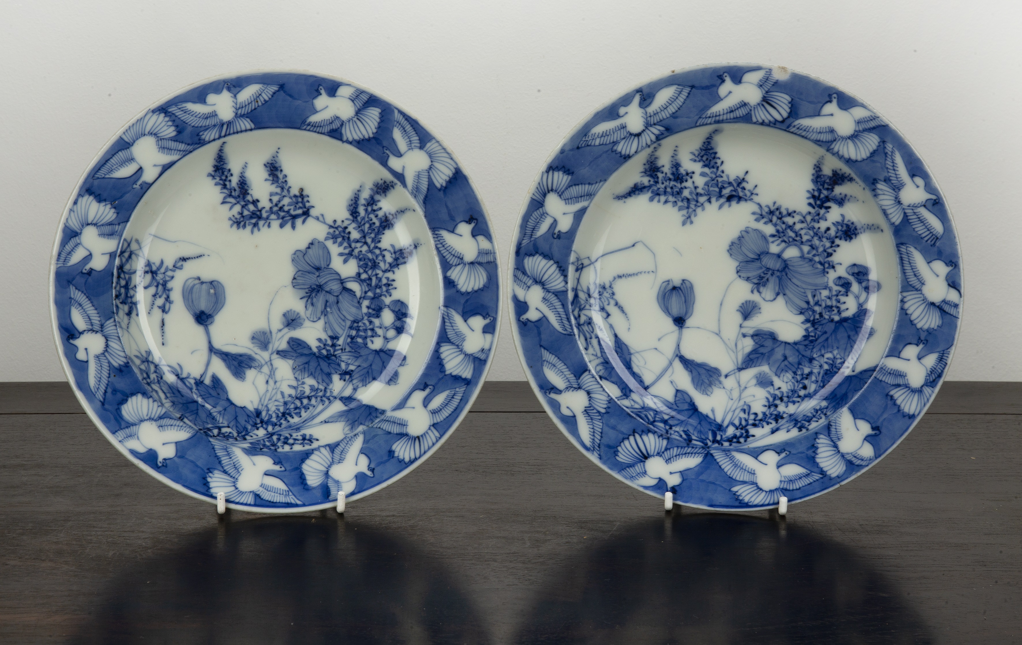 Appraisal: Blue and white Arita platesJapanese late th Century painted with