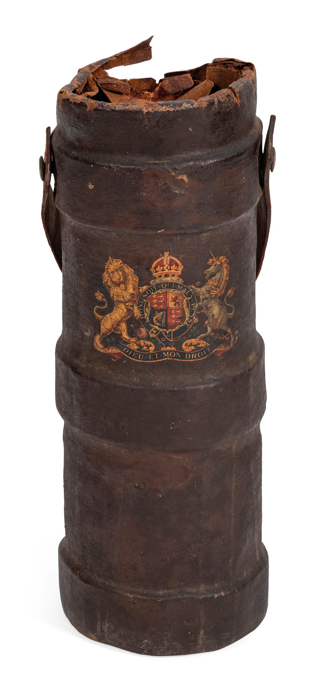 Appraisal: ENGLISH NAVAL POWDER BUCKET TH CENTURY HEIGHT ENGLISH NAVAL POWDER