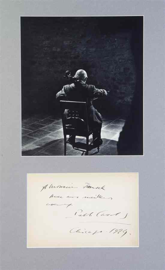 Appraisal: CASALS PABLO Autograph note signed ''Pablo Casals'' Chicago In French