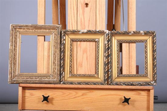 Appraisal: GROUP OF THREE FRAMES th century gilded and gessoed rectangular