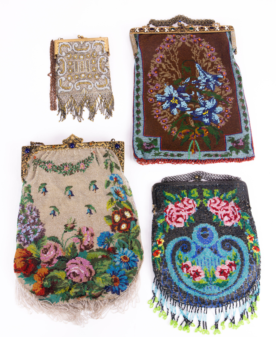 Appraisal: LOT OF VINTAGE BEADED EVENING BAGS WITH METAL FRAMES lot