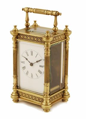 Appraisal: A French gilt brass carriage clock with a replaced platform