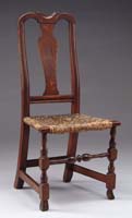 Appraisal: QUEEN ANNE TRANSITIONAL SIDE CHAIR Nicely curved back with carved