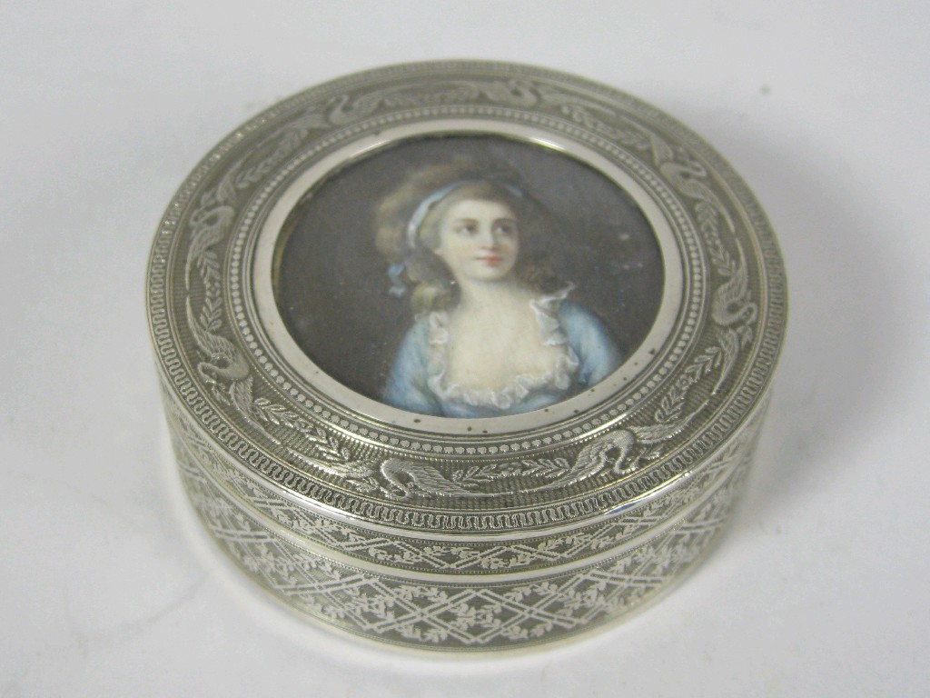 Appraisal: A late th Century Continental silver circular Box and Cover