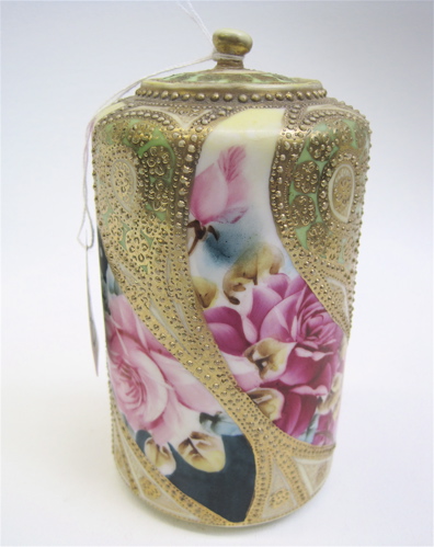 Appraisal: JAPANESE PORCELAIN SATSUMA TEA JAR hand painted with gold decoration