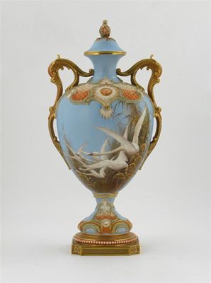 Appraisal: A large and imposing Royal Worcester vase and cover painted