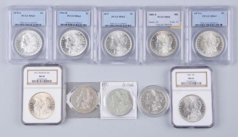 Appraisal: Lot Of Morgan Silver Dollars S PCGS MS PCGS MS