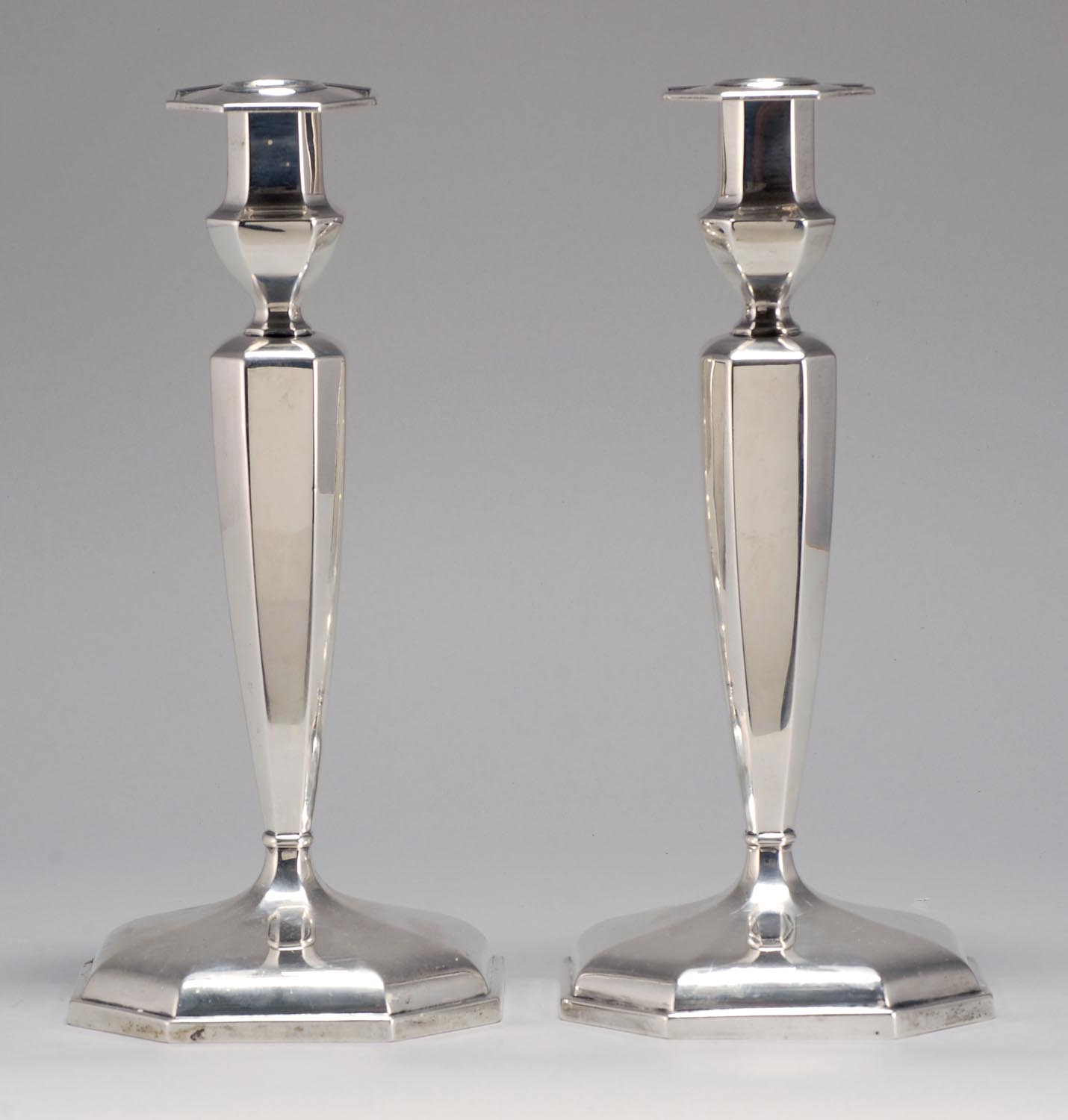 Appraisal: PAIR OF DURGIN CO STERLING SILVER WEIGHTED CANDLESTICKS In column