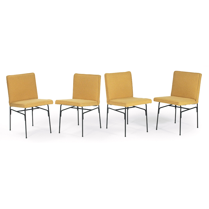 Appraisal: Alan Gould chairs set of four by black rod frames