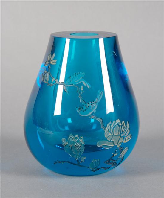 Appraisal: A Turquoise Glass Paperweight Vase Height inches