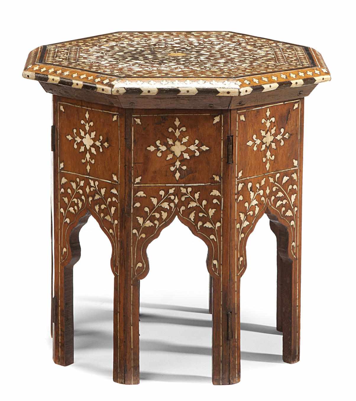 Appraisal: A Levantine ebony and bone inlaid occasional table first half