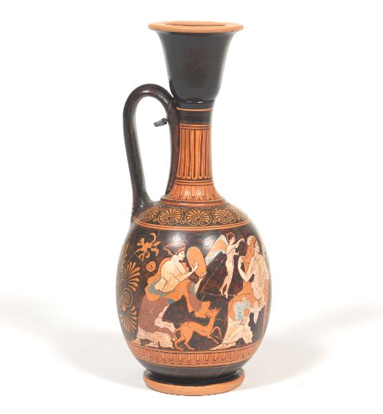 Appraisal: GREEK RED-FIGURED CERAMIC LEKYTHOS ARYBALLIS AFTER ANTIQUITY Classical ceramic vessel