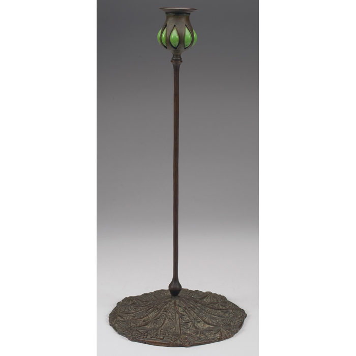 Appraisal: Good Tiffany Studios candlestick bronze in the Queen Anne's Lace