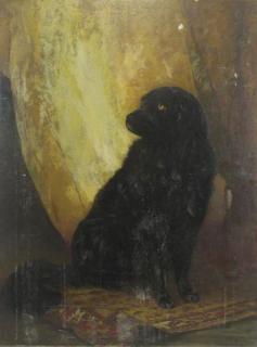 Appraisal: SHURTLEFF Roswell Oil on Canvas Black Dog Signed lower left