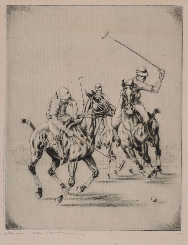 Appraisal: MOORE Benson Bond American - Polo Match Etching '' x