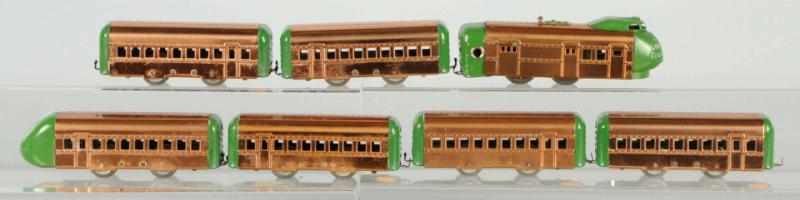 Appraisal: Tin Early Hafner Wind-Up Passenger Train Set Gold and green