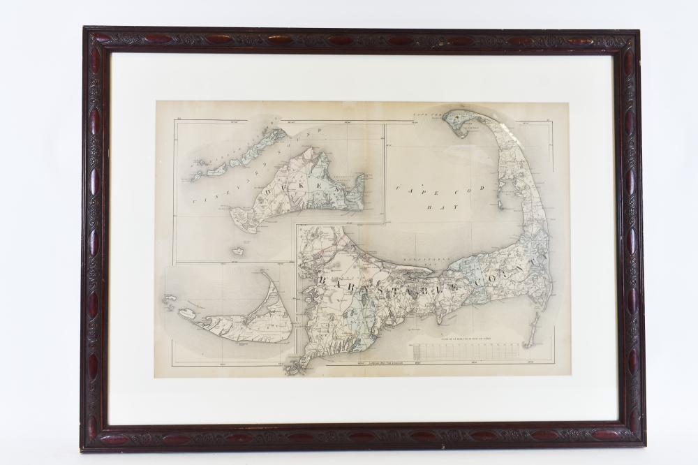 Appraisal: MAP OF EASTERN MASSACHUSETTS th Century Showing Barnstable County Nantucket