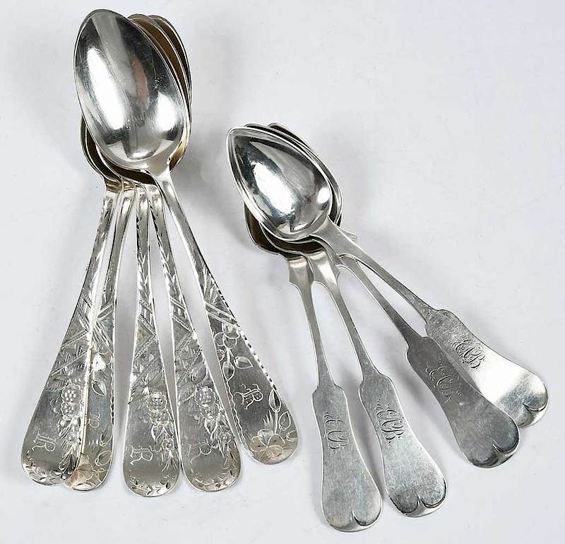 Appraisal: Sterling and Coin Silver Spoons Nine Pieces American five sterling