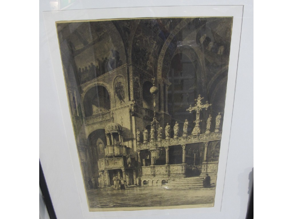 Appraisal: AXEL HERMANN HAIG Engraving of a cathedral interior monogrammed and