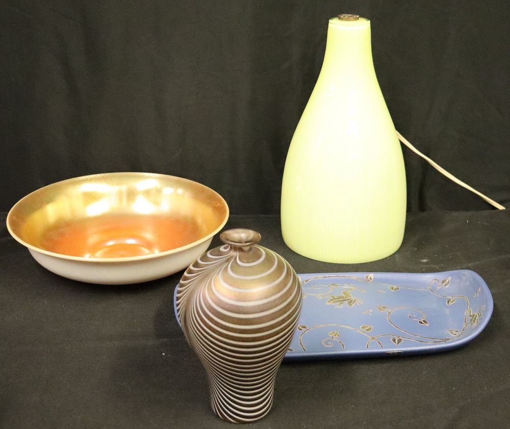 Appraisal: Lot Of Art Glass And A Mexican Platter By Castillo