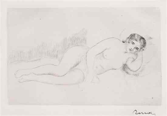 Appraisal: Pierre-Auguste Renoir French - Femme Nue Couchee etching signed Renoir