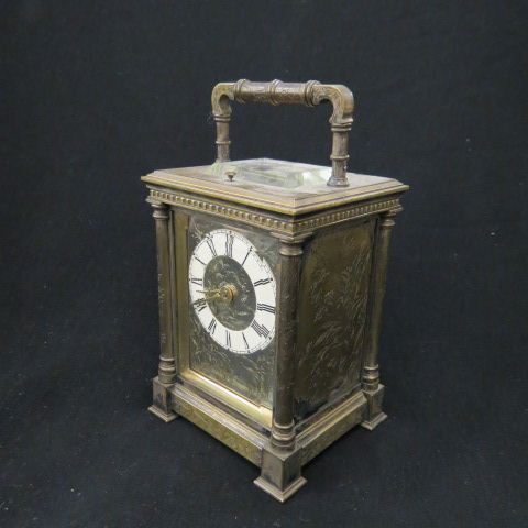 Appraisal: Repeater Carriage Clock fancy dial Roman numerals tall working probaly