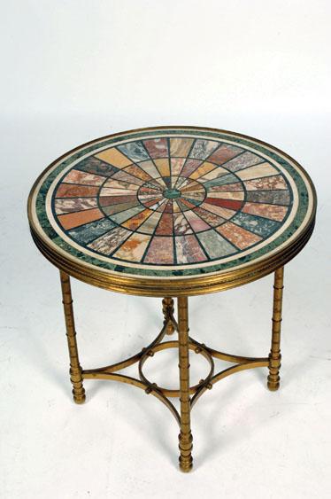 Appraisal: A SPECIMEN MARBLE TOPPED OCCASIONAL TABLE the circular top with